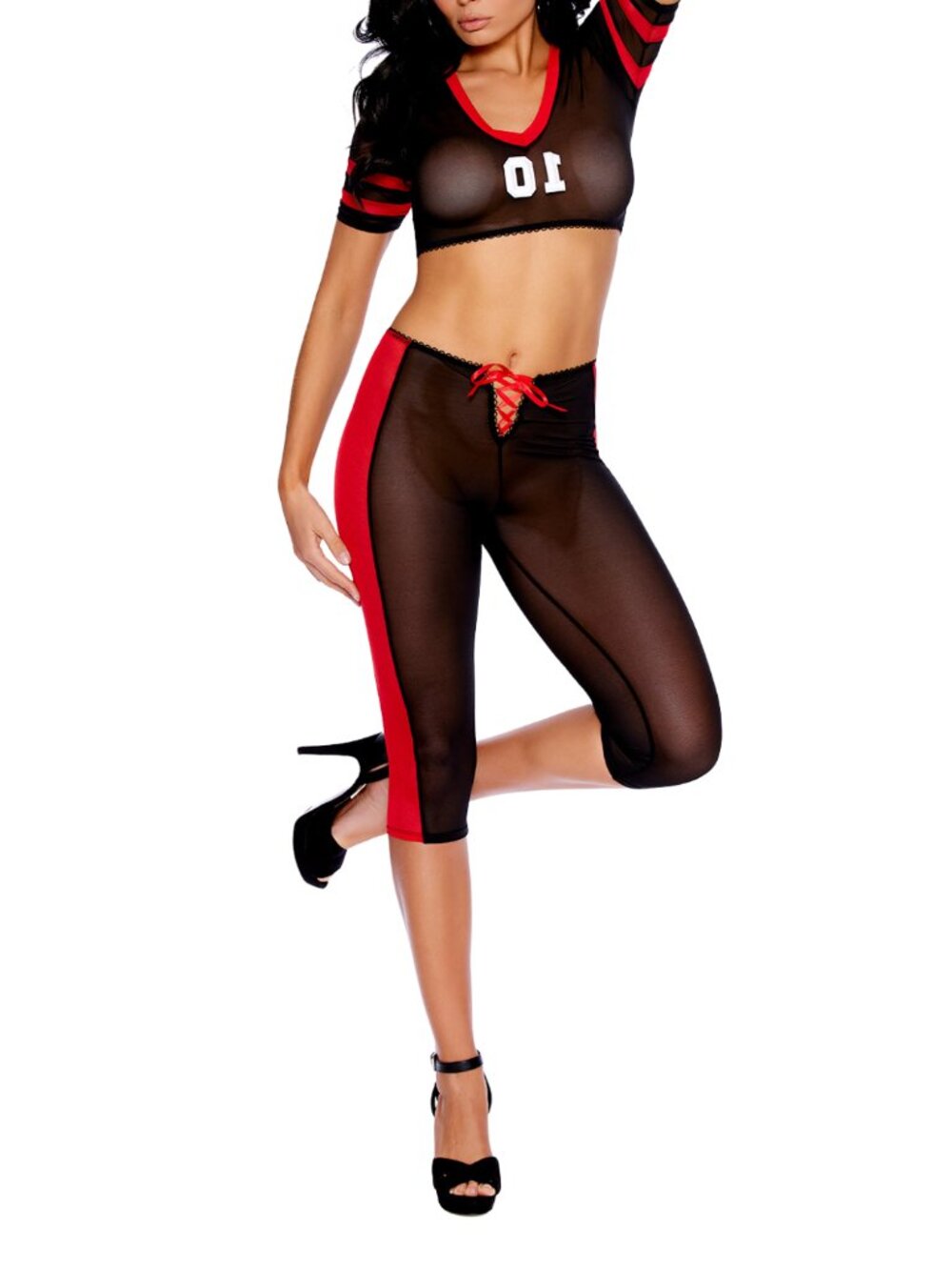 Ladies Football Costume Jersey Crop Top Capri Pants